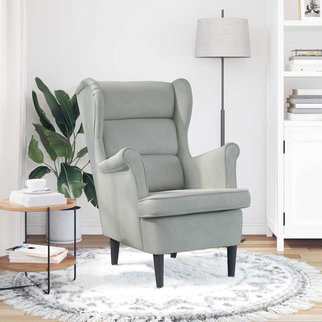 Armchair Velvet Light grey