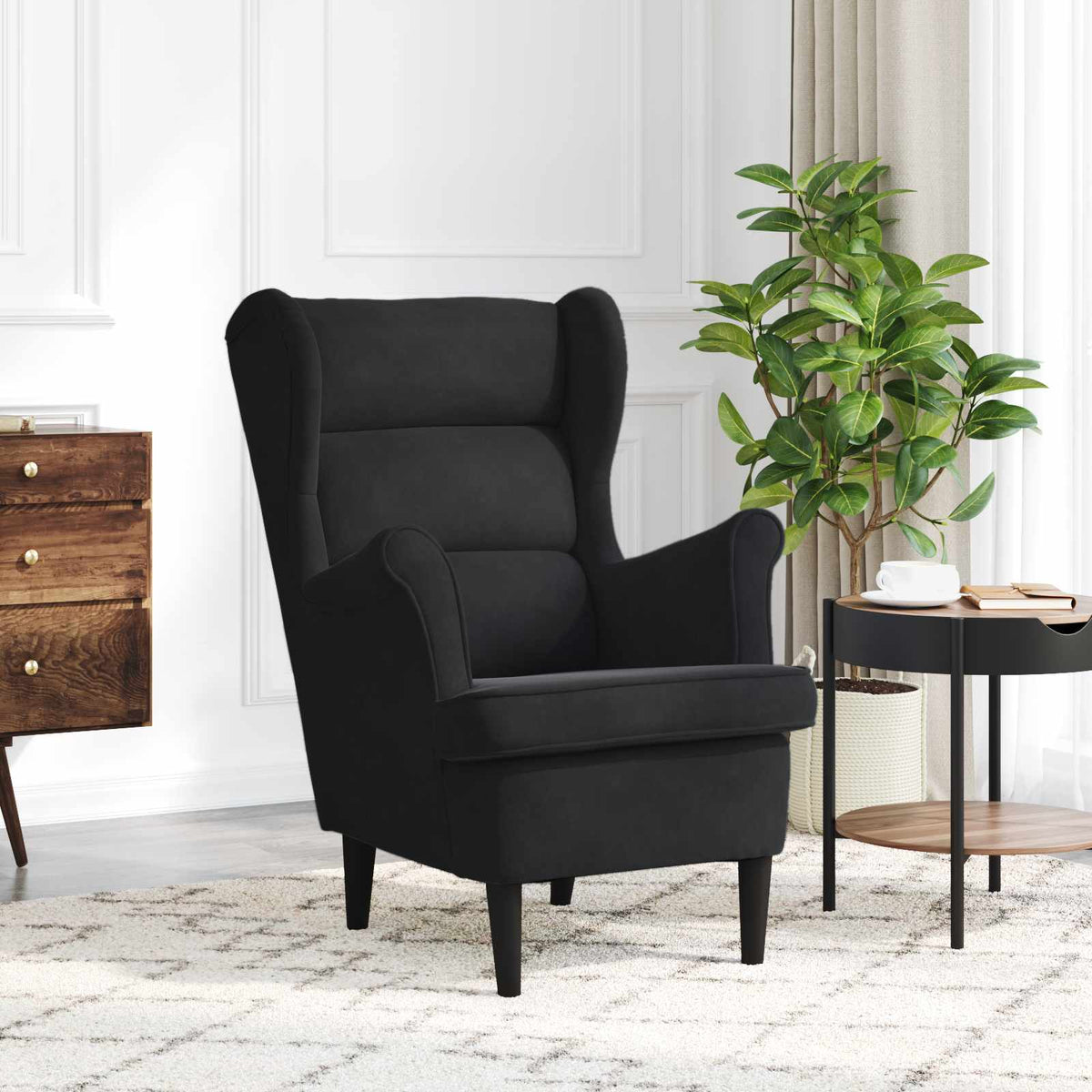 Armchair Velvet Black