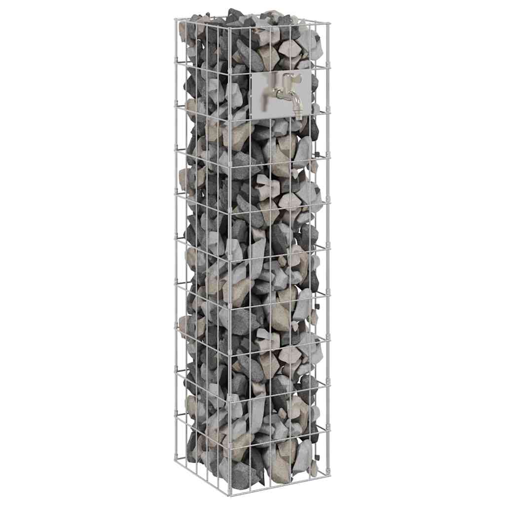 vidaXL Gabion Faucet 4 pcs Silver 25 x 25 x 100 cm Galvanised Steel 3