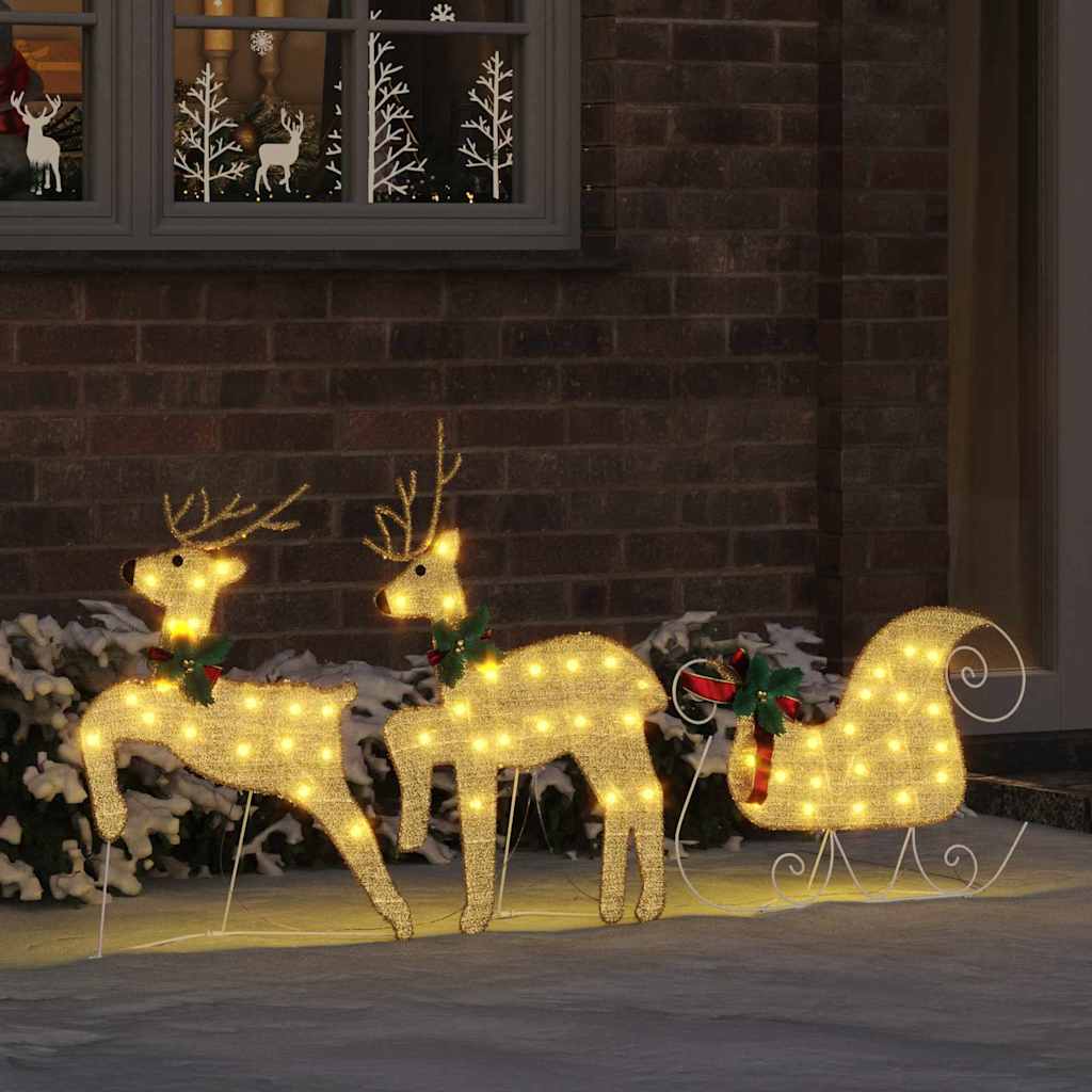 vidaXL LED Reindeers 3 pcs Warm White 43 x 18 x 66 cm Fabric 3