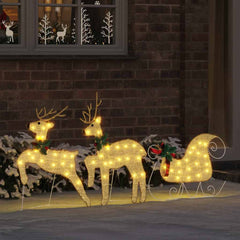vidaXL LED Reindeers 3 pcs Warm White 43 x 18 x 66 cm Fabric 3