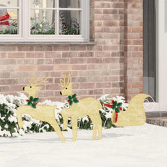 vidaXL LED Reindeers 3 pcs Warm White 43 x 18 x 66 cm Fabric 1