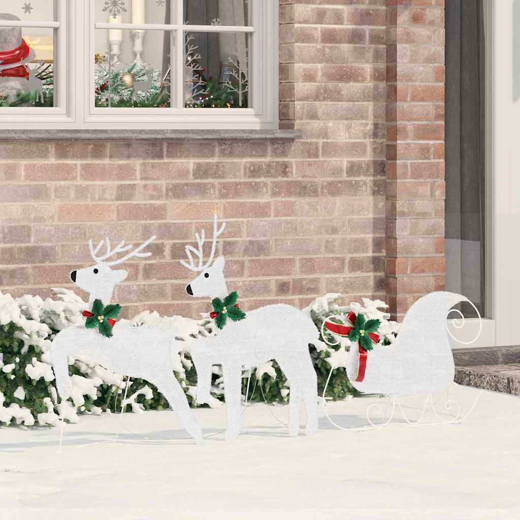 vidaXL LED Reindeers 3 pcs Cold White 43 x 18 x 66 cm Fabric 1