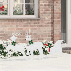 vidaXL LED Reindeers 3 pcs Cold White 43 x 18 x 66 cm Fabric 1