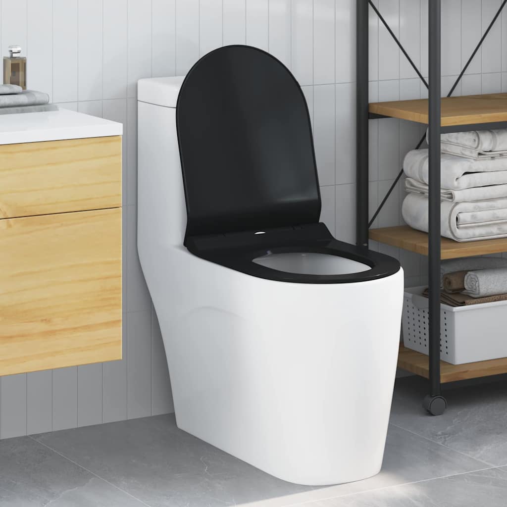 vidaXL Toilet Seat Adjustable Black 50 x 36.5 x 5 cm Polypropylene 1