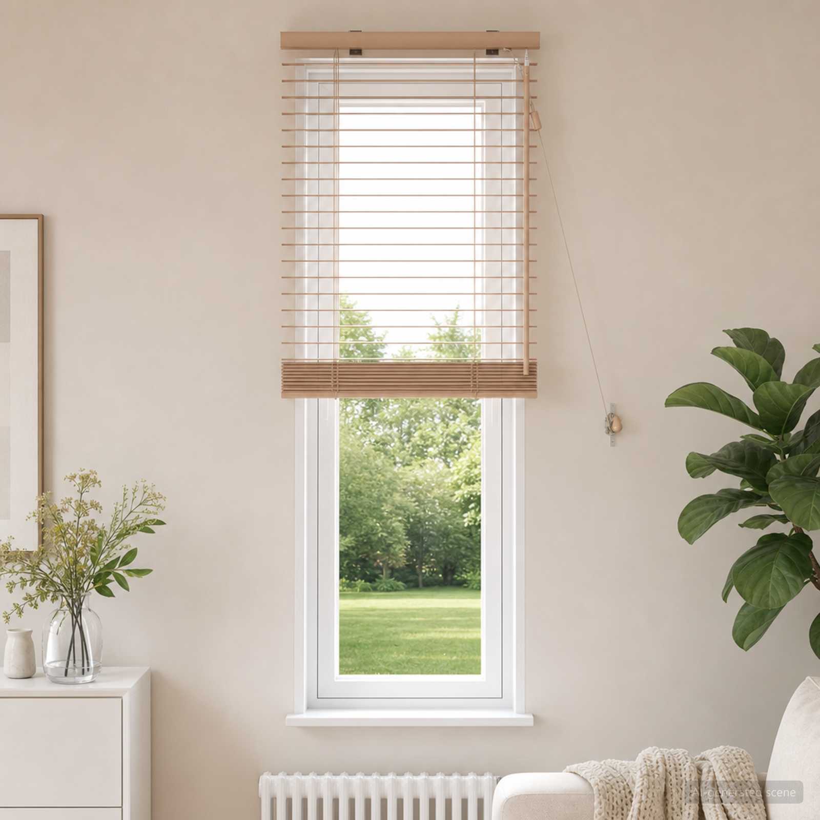 vidaXL Venetian Blind Oak Look 55 x 130 cm 35 mm Solid Paulownia Wood 1