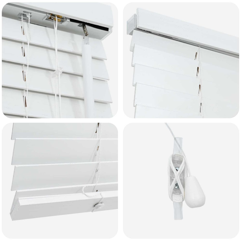 Venetian Blind Solid Paulownia Wood Drop White