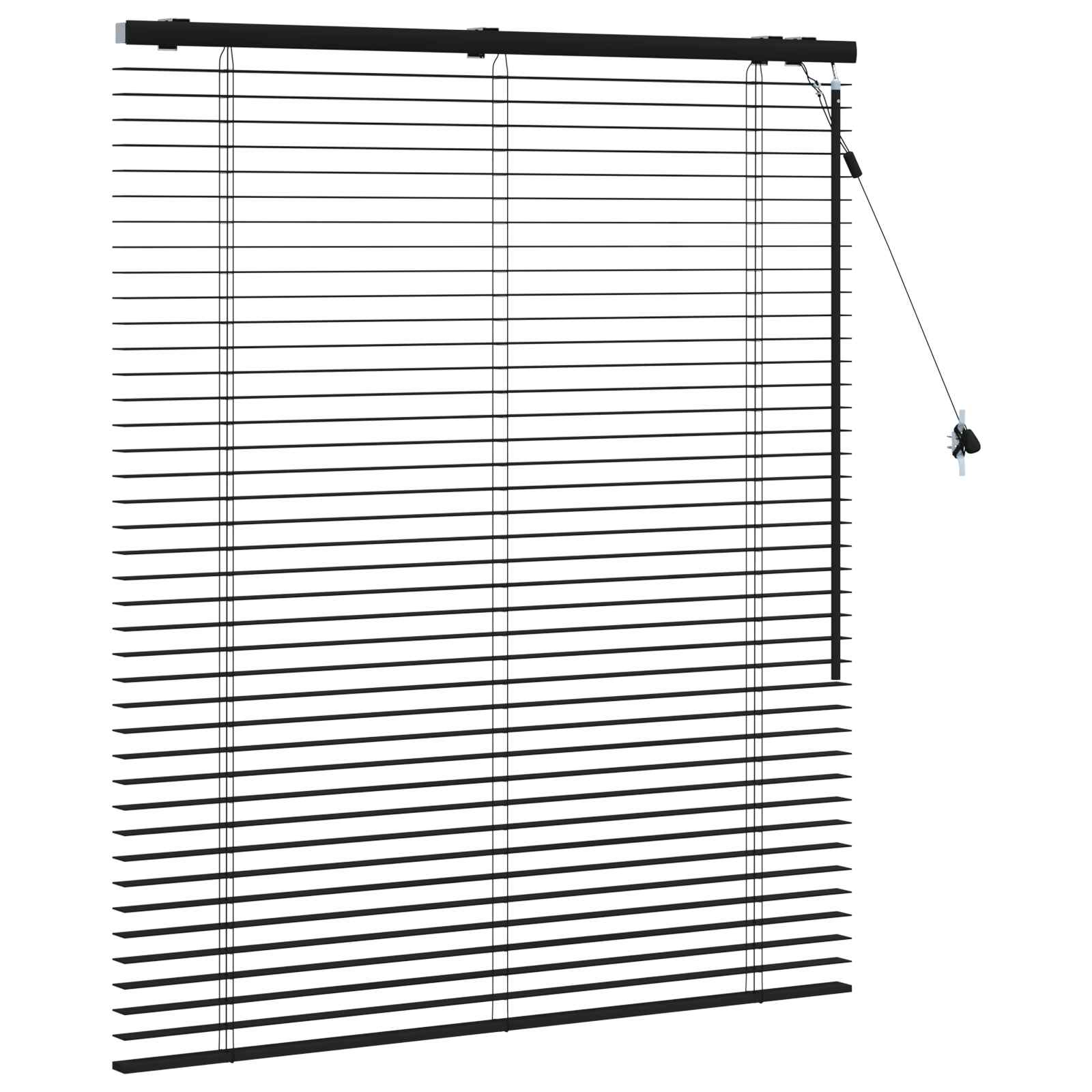 vidaXL Venetian Blind Black 115 x 130 cm 35 mm Solid Paulownia Wood 3