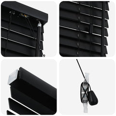 vidaXL Venetian Blind Black 120 x 130 cm 35 mm Solid Paulownia Wood 5