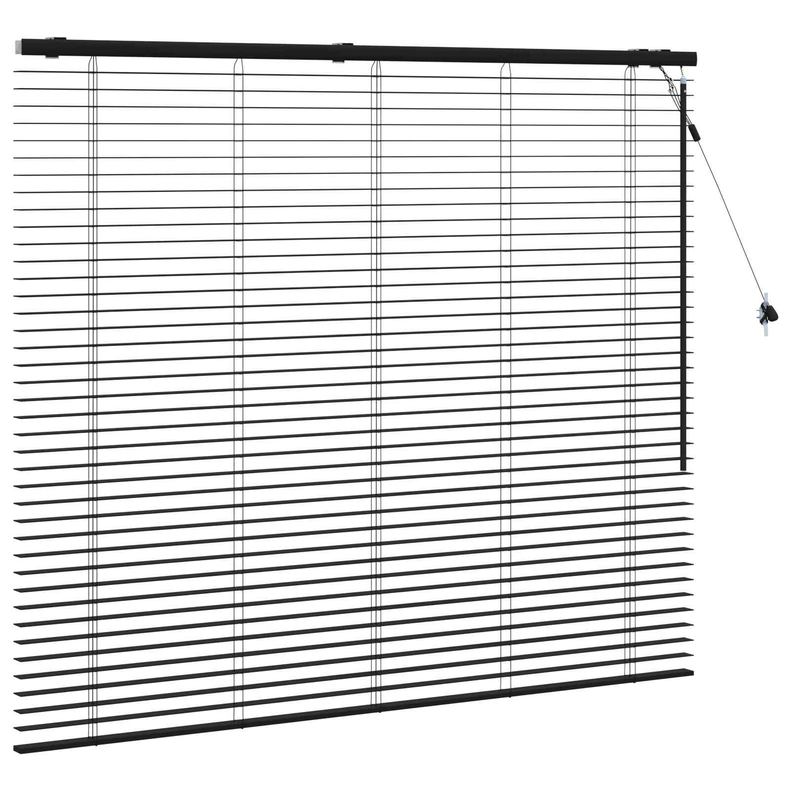 vidaXL Venetian Blind Black 125 x 130 cm 35 mm Solid Paulownia Wood 3
