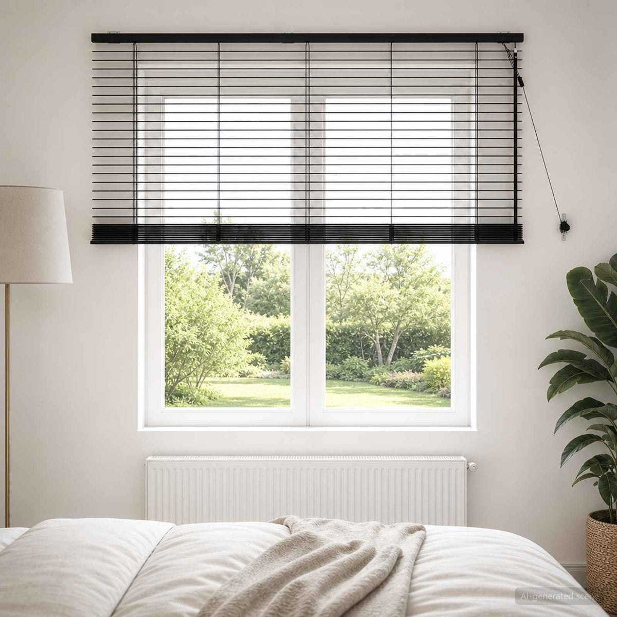 Venetian Blind 35 mm Solid Paulownia Wood Drop 130 cm Black 145 cm