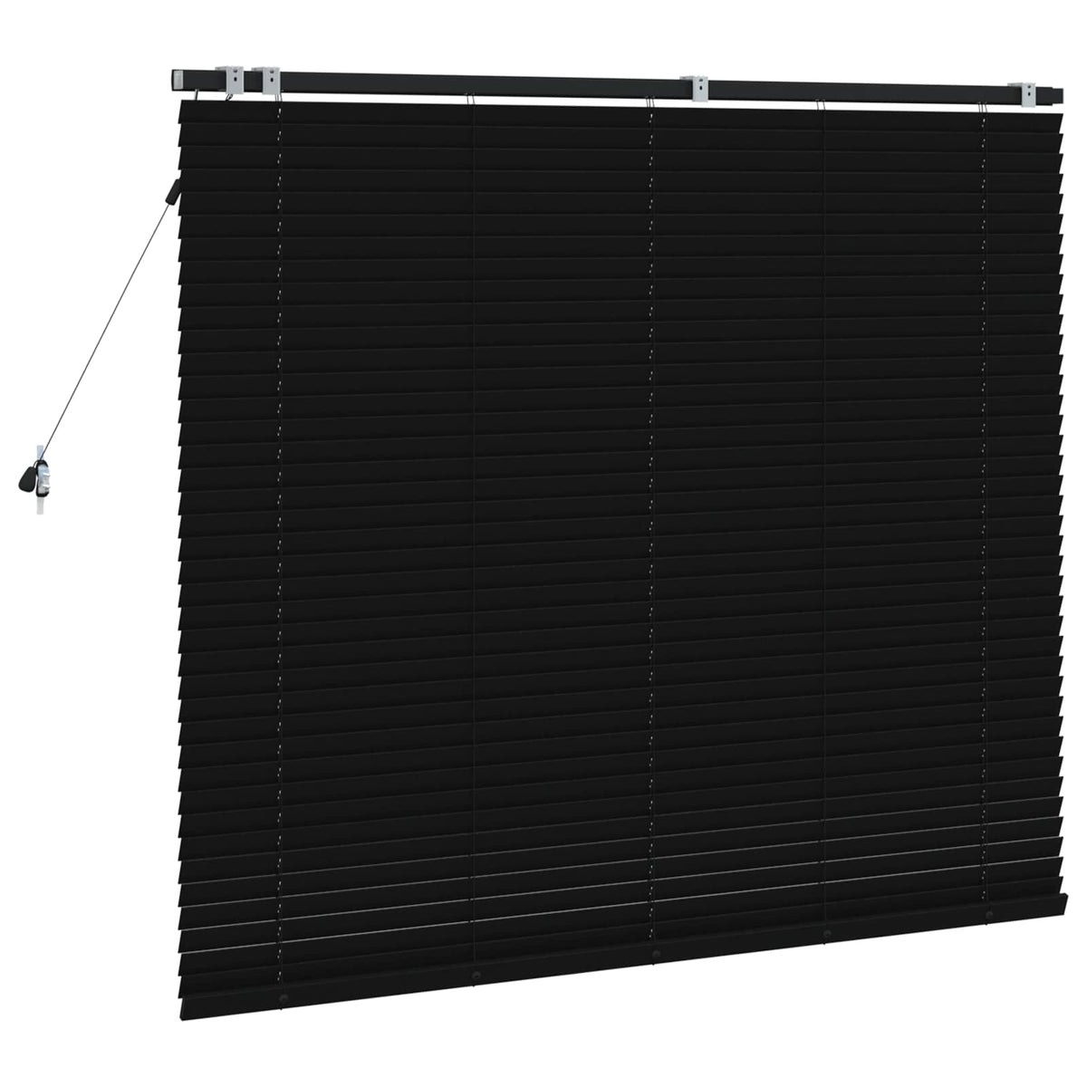 Venetian Blind 35 mm Solid Paulownia Wood Drop 130 cm Black 150 cm