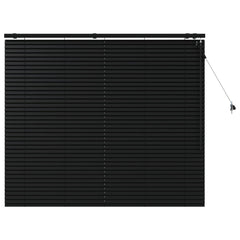 Venetian Blind 35 mm Solid Paulownia Wood Drop 130 cm Black 150 cm