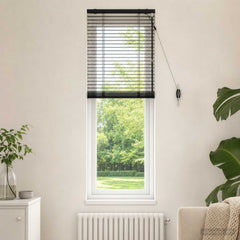 vidaXL Venetian Blind Black 65 x 160 cm 35 mm Solid Paulownia Wood 1