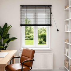 vidaXL Venetian Blind Black 70 x 160 cm 35 mm Solid Paulownia Wood 1