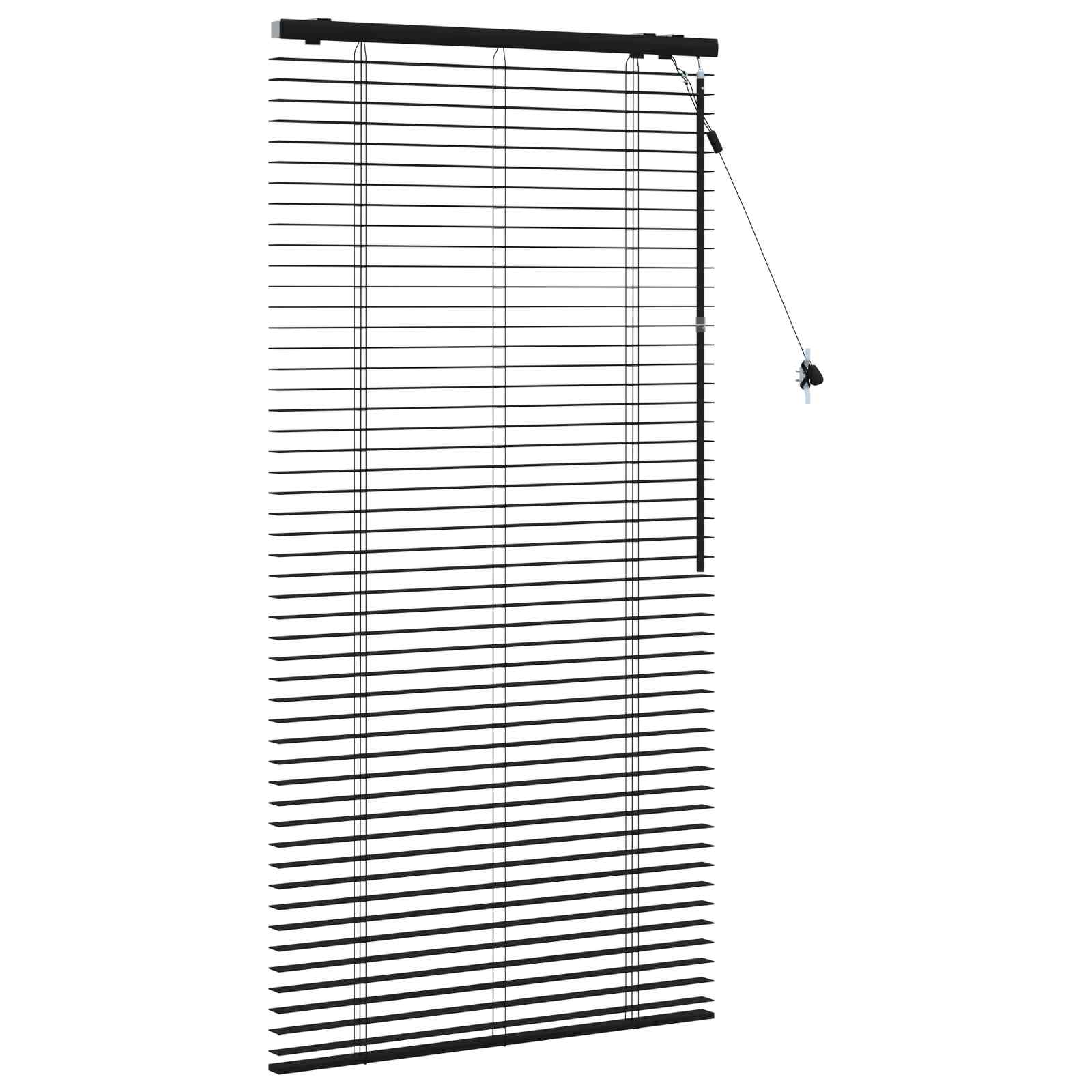 vidaXL Venetian Blind Black 70 x 160 cm 35 mm Solid Paulownia Wood 3