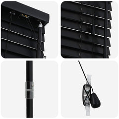 vidaXL Venetian Blind Black 65 x 250 cm 35 mm Solid Paulownia Wood 5