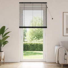 vidaXL Venetian Blind Black 80 x 250 cm 35 mm Solid Paulownia Wood 1