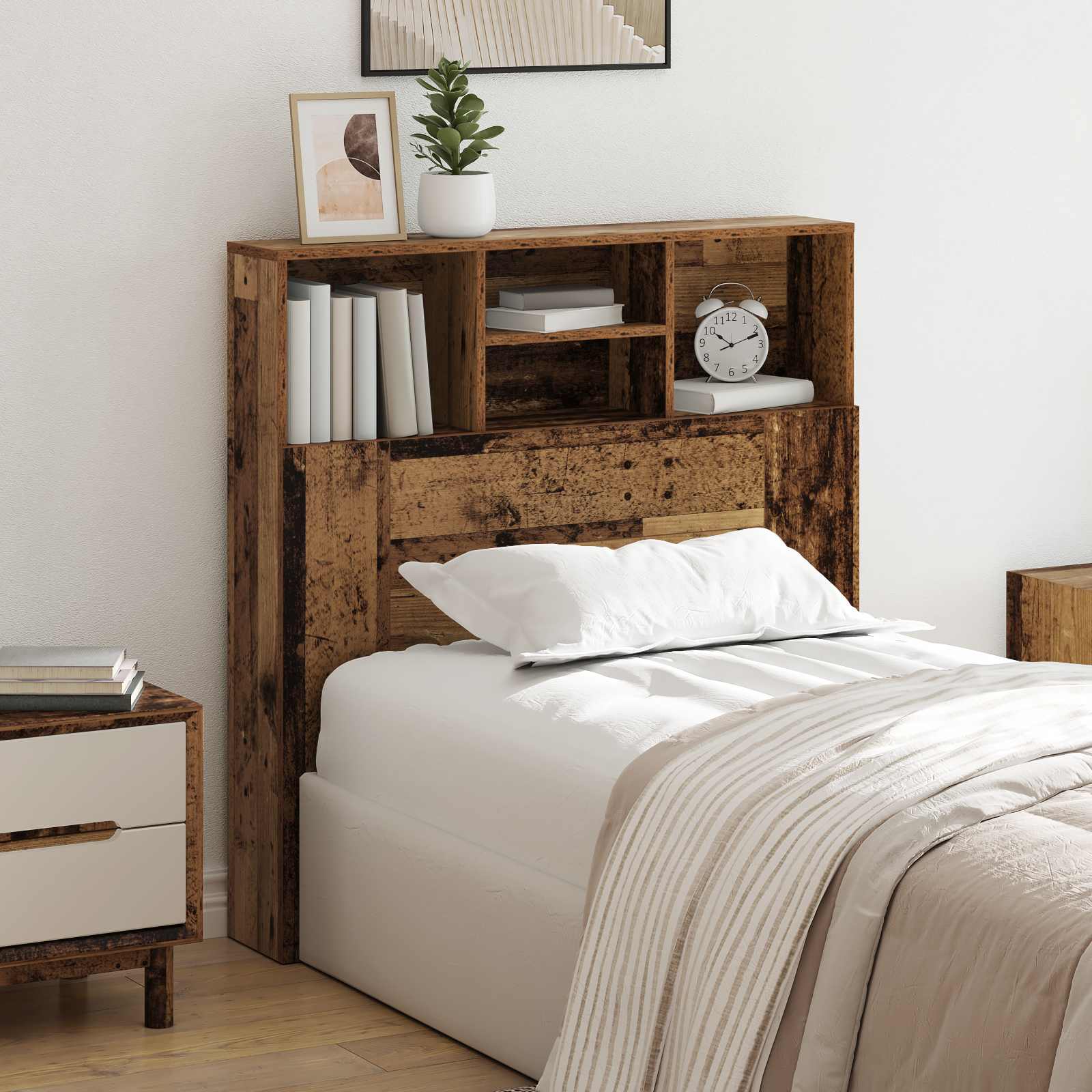 vidaXL Headboard Cabinet Old Wood Engineered Wood 1