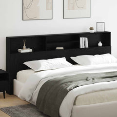 Headboard Cabinet 220x19x101.5 cm Black oak