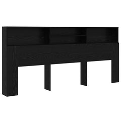 vidaXL Headboard Cabinet Black Oak Engineered Wood 2