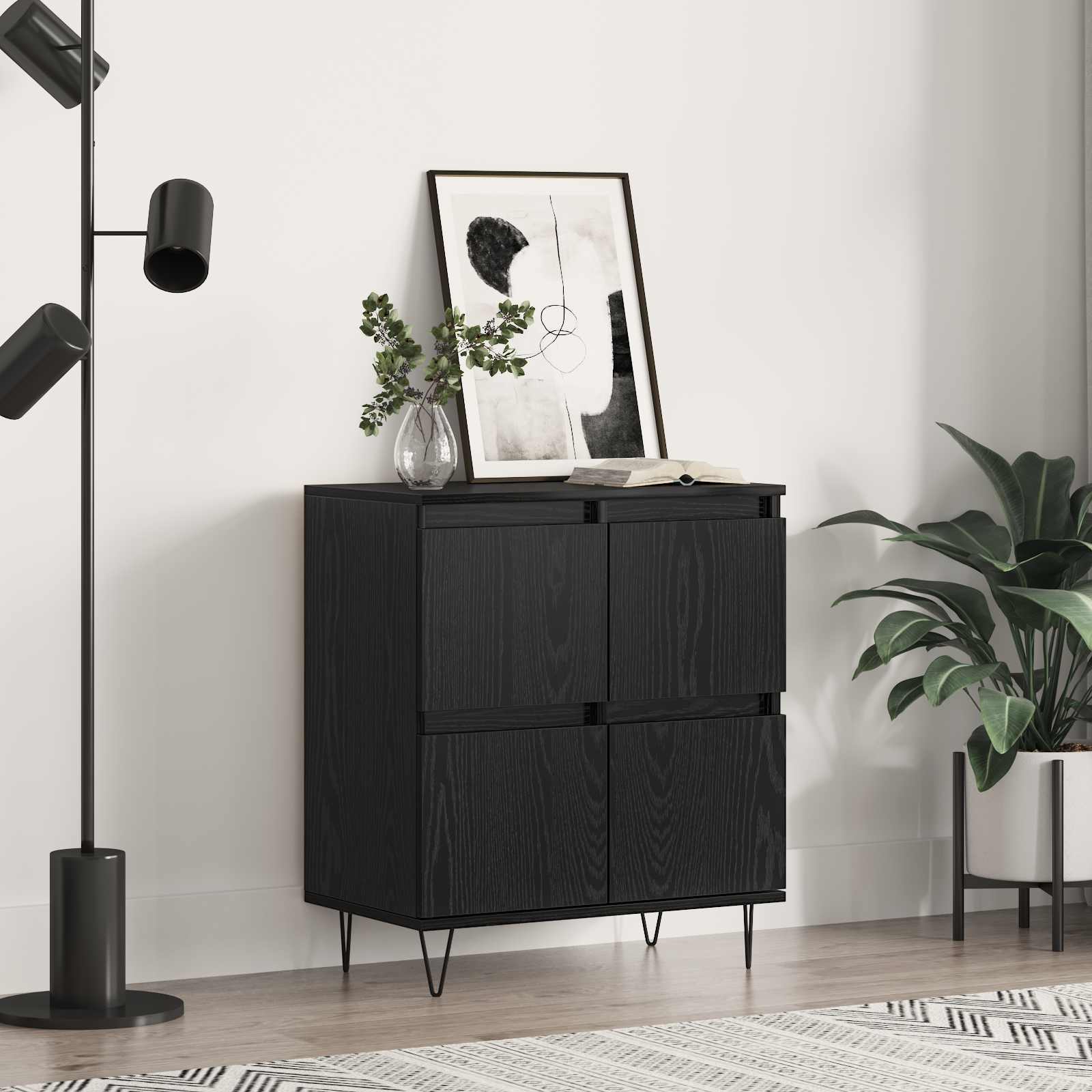 vidaXL Sideboard Black Oak 60 x 35 x 70 cm 1