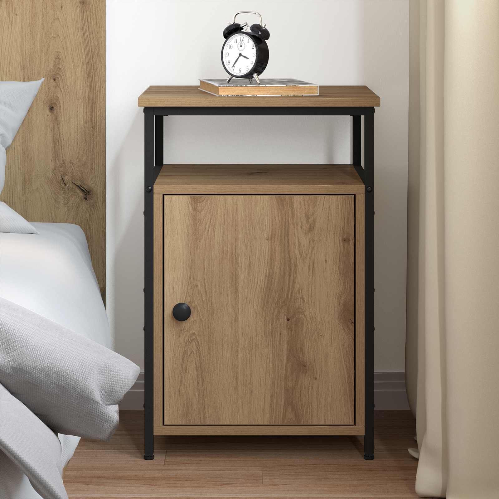 vidaXL Bedside Cabinet Artisan oak Engineered Wood 4