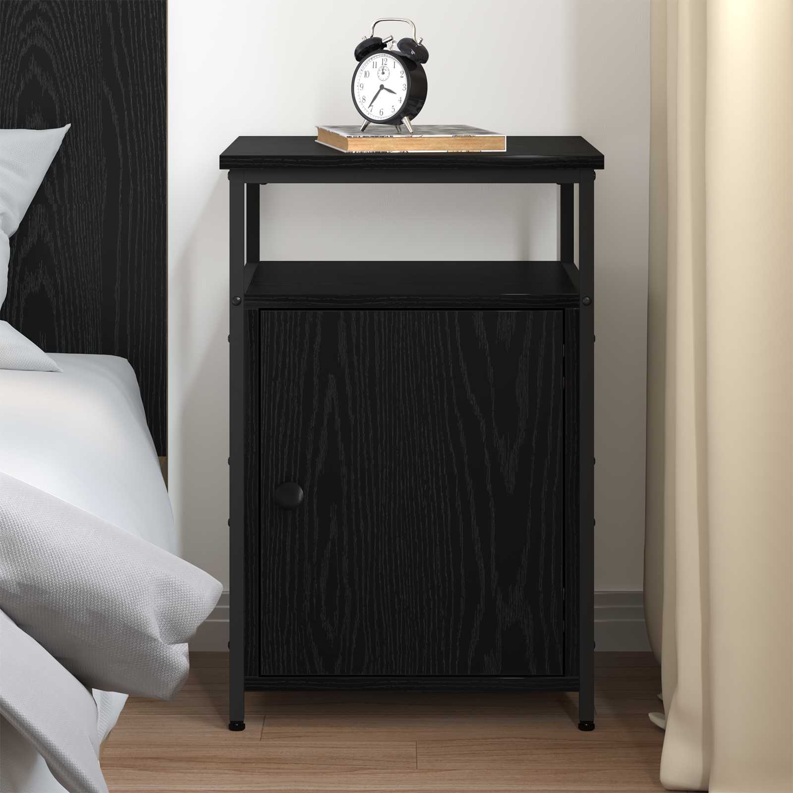 vidaXL Bedside Cabinet Black oak Engineered Wood 4