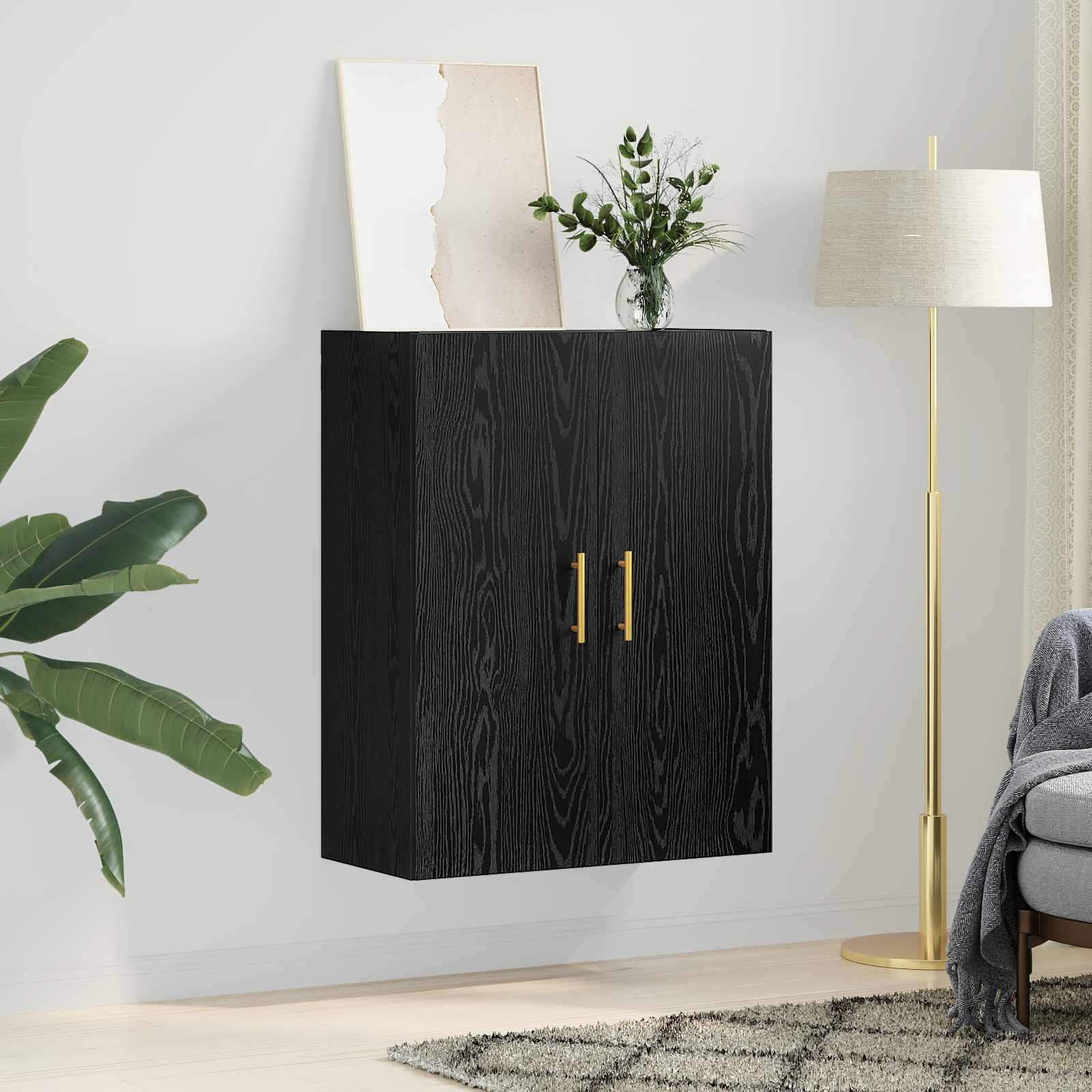 vidaXL Wall Cabinet Black Oak 69.5 x 34 x 90 cm Engineered Wood 4