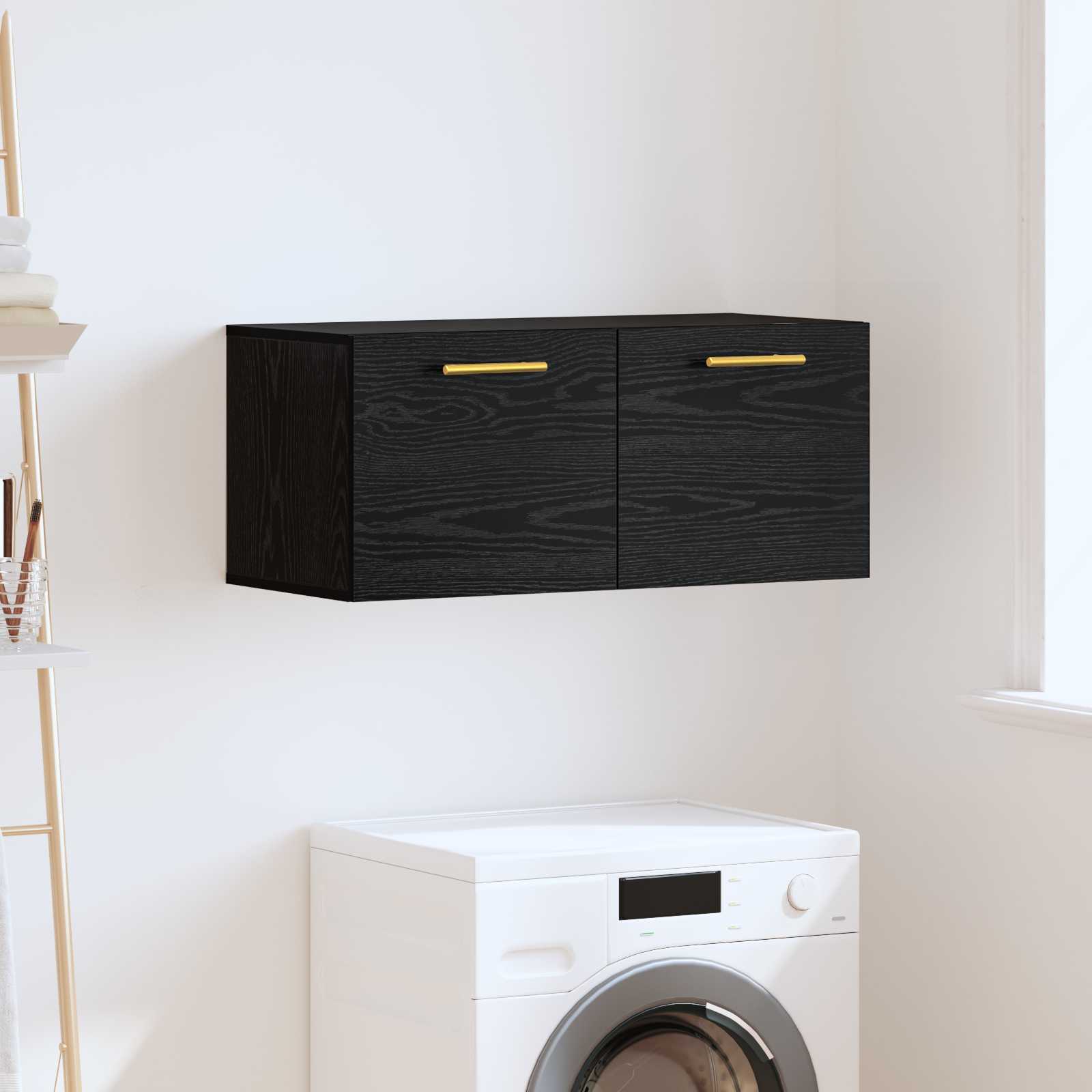 vidaXL Wall Cabinet 80 x 36.5 x 35 cm Engineered Wood Black oak 1