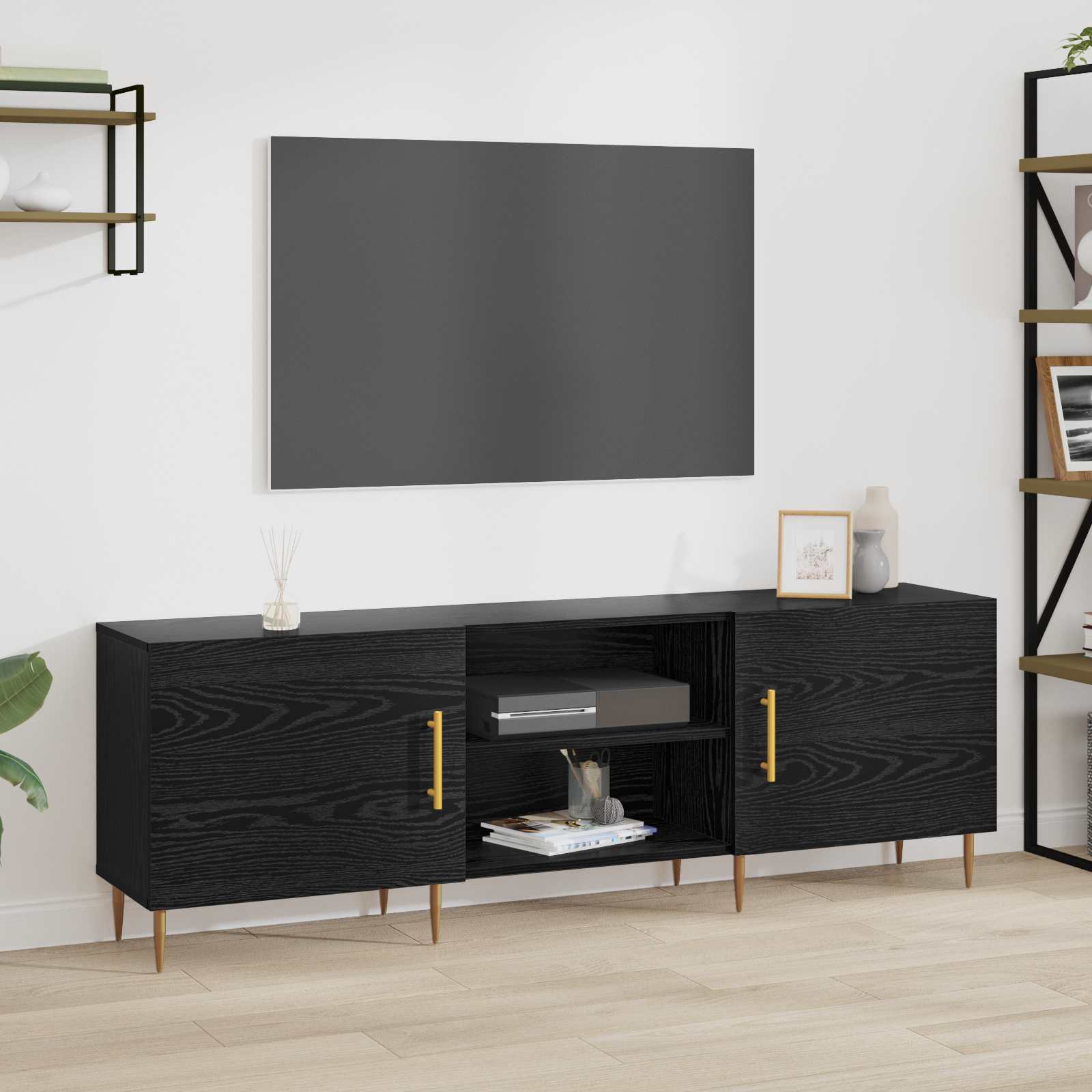 vidaXL TV Cabinet 150 x 30 x 50 cm Black oak Engineered wood 1
