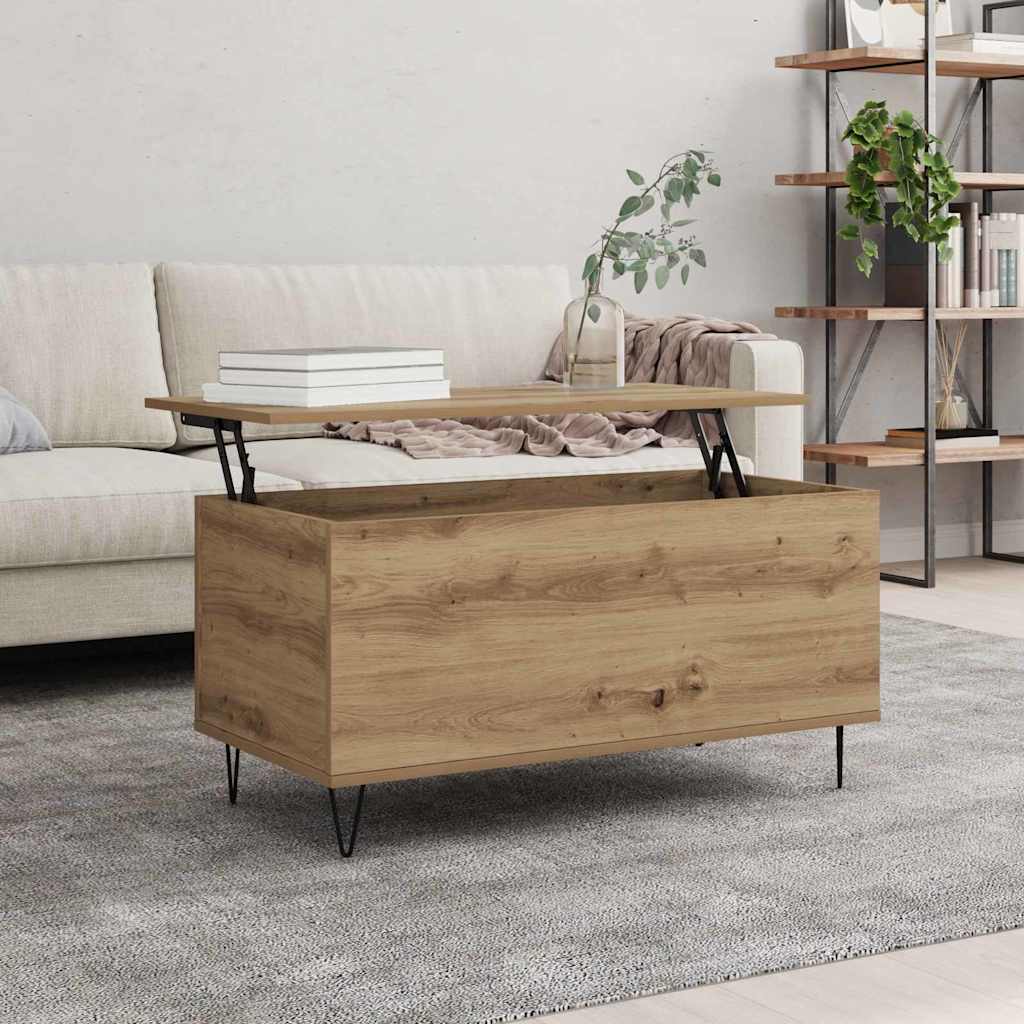 vidaXL Coffee Table Artisan oak 90 x 44.5 x 45 cm Engineered wood 4
