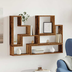 vidaXL Wall Shelf Wall-Mounted Old Wood 96 x 12 x 64 cm 1