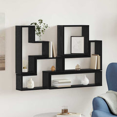vidaXL Wall Shelf Wall-Mounted Black Oak 96 x 12 x 64 cm 1