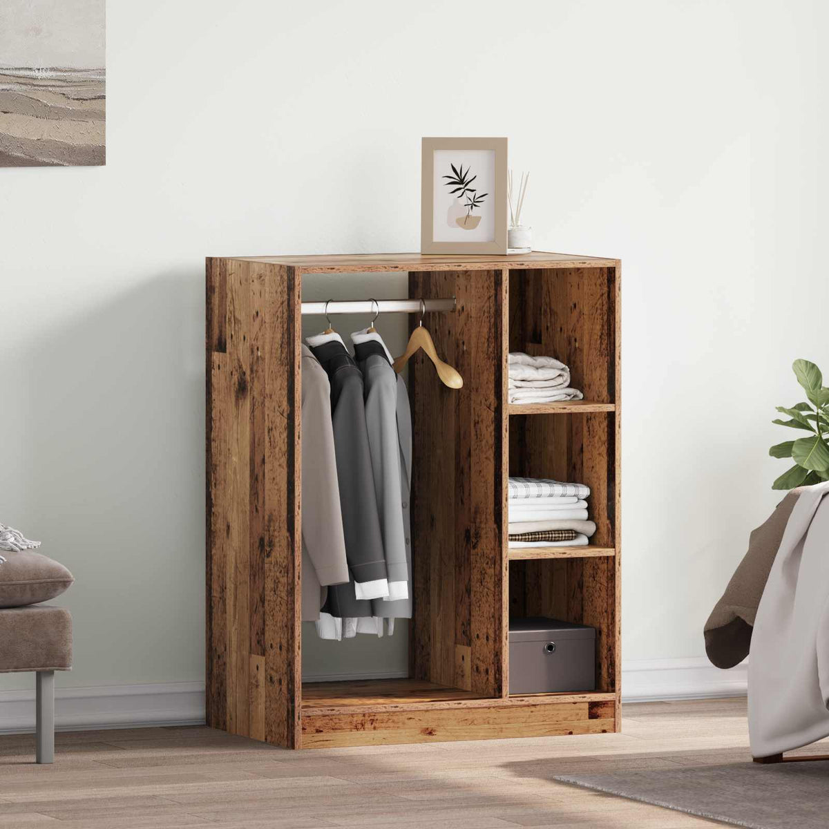 vidaXL Wardrobe Engineered Wood with Rod