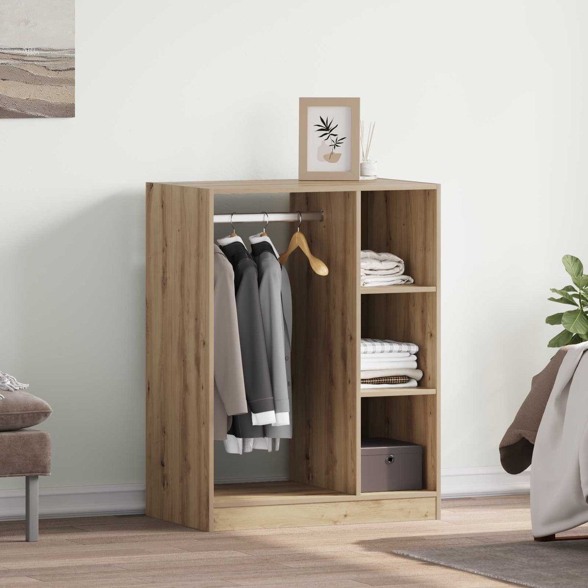 vidaXL Wardrobe Engineered Wood with Rod