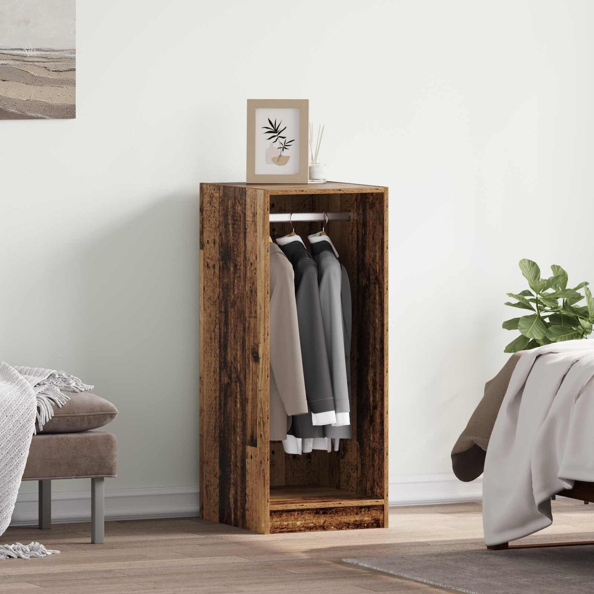 vidaXL Wardrobe Engineered Wood with Rod