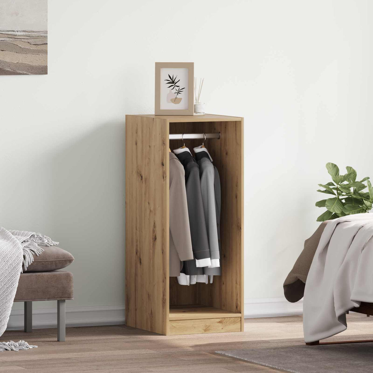 vidaXL Wardrobe Engineered Wood with Rod