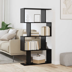 vidaXL Book Cabinet 4-Tier 70 x 24 x 129 cm Engineered Wood Black Oak 1