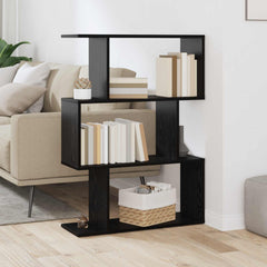 vidaXL Book Cabinet 3-Tier 70 x 24 x 97 cm Engineered Wood Black Oak 1