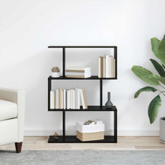 vidaXL Book Cabinet 3-Tier 70 x 24 x 97 cm Engineered Wood Black Oak 4