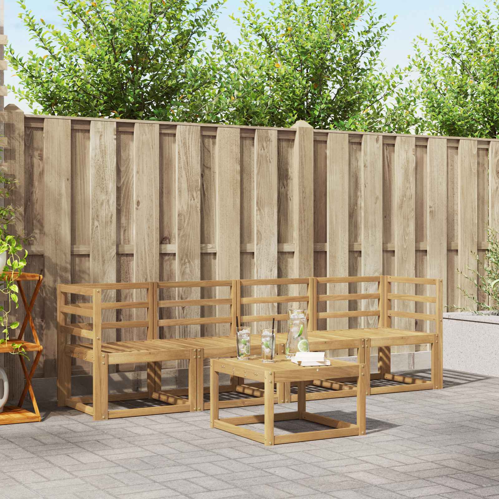 vidaXL Outdoor Sofa Set 5 pcs White 59 x 59 x 37 cm Solid Acacia Wood 1