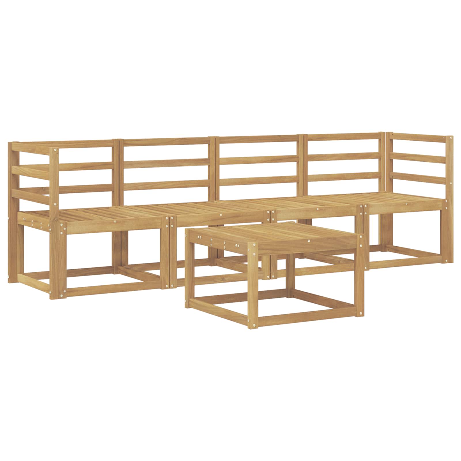 vidaXL Outdoor Sofa Set 5 pcs White 59 x 59 x 37 cm Solid Acacia Wood 2