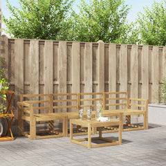 Outdoor Sofa Set 5 pcs 4-Seaters Solid Acacia Wood Curved