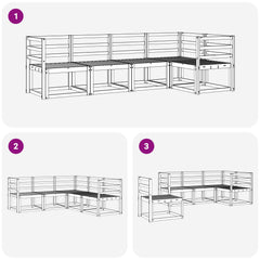 Outdoor Sofa Set 5 pcs 5-Seaters White Solid Acacia Wood Horizontal slats