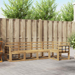 Outdoor Sofa Set 5 pcs 5-Seaters White Solid Acacia Wood Grid