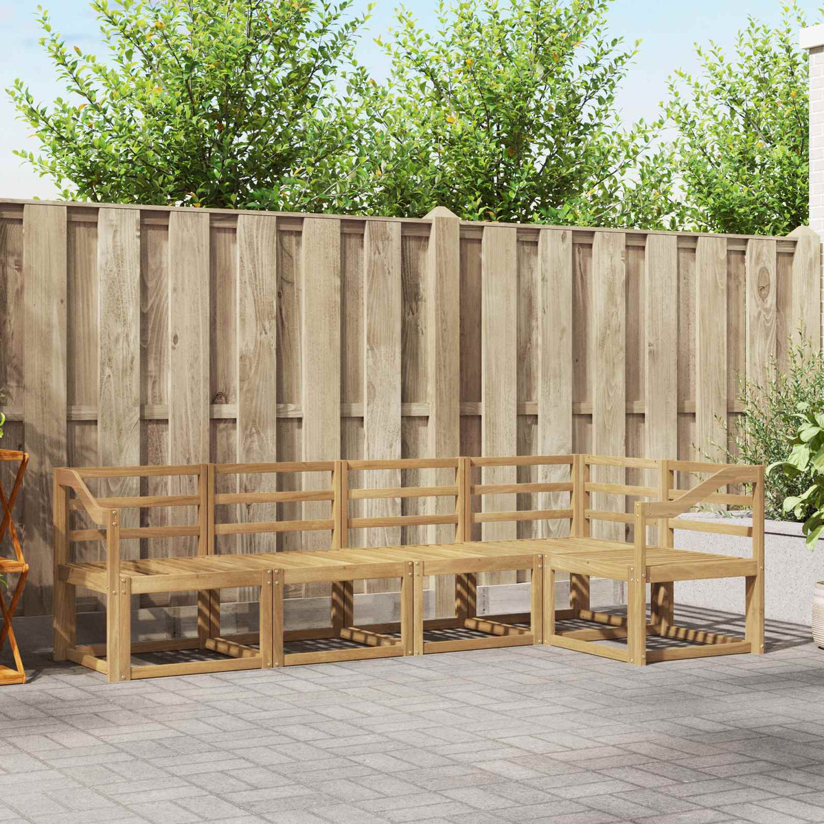 Outdoor Sofa Set 5 pcs 5-Seaters White Solid Acacia Wood Sloped