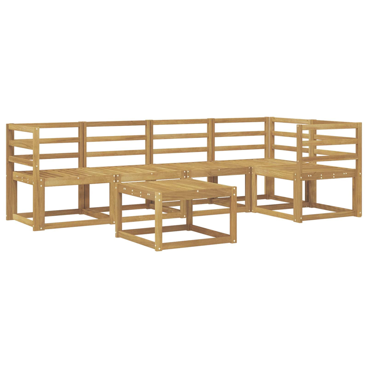 Outdoor Sofa Set 6 pcs 5-Seaters White Solid Acacia Wood Horizontal slats