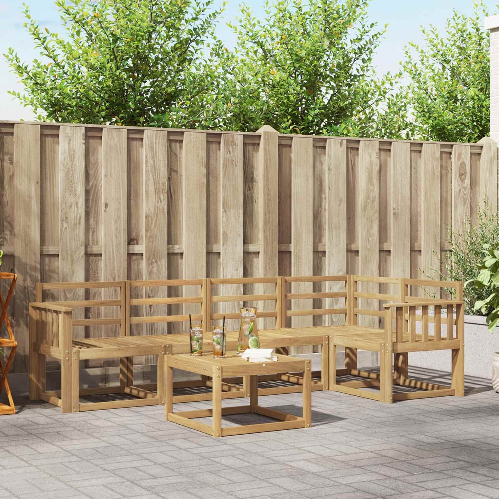 Outdoor Sofa Set 6 pcs 5-Seaters White Solid Acacia Wood Vertical slats