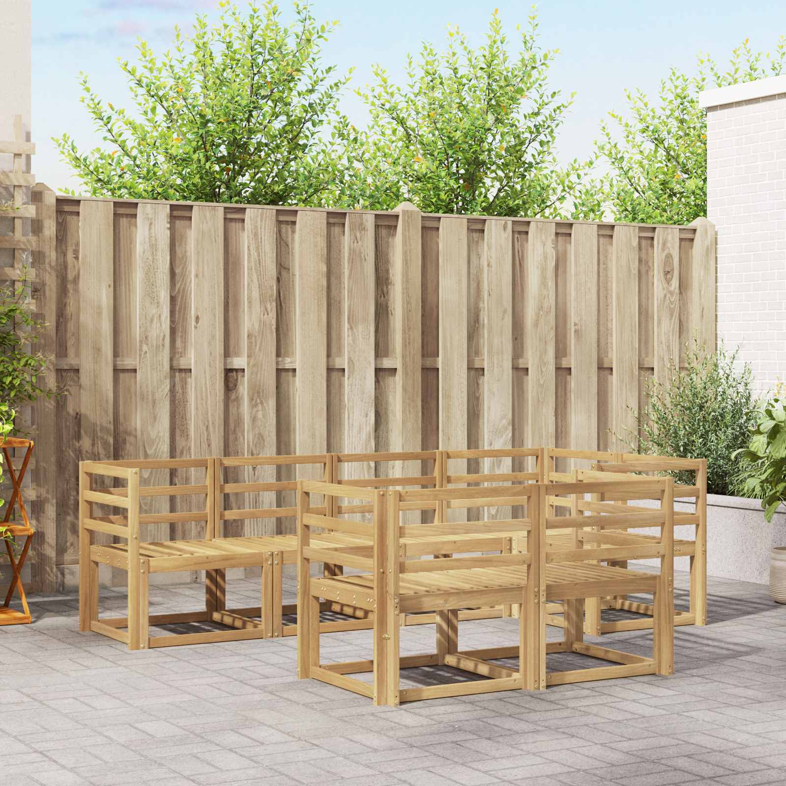 vidaXL Outdoor Sofa Set 7 pcs White Solid Acacia Wood 1